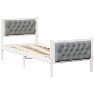 vidaXL Bed Frame with Headboard Light Grey 80 x 200 cm Solid Pine Wood vidaXL