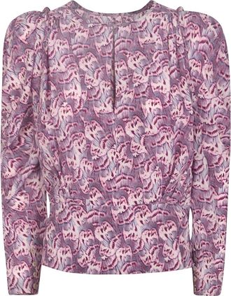 Isabel Marant Purple Silk Graphic Print Top