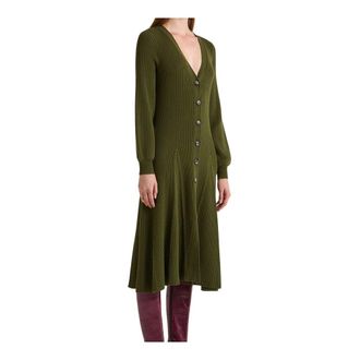 Maliparmi Long Knitwear, female, Green, Size: S Sculptur Rib Cardigan
