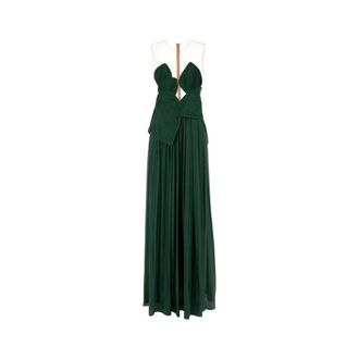 Costarellos Gowns, female, Green, Size: S Serenne Lurex Georgette Gown