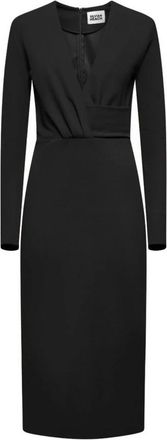 Silvian Heach Abito midi con dettaglio arricciato - Dames - Casual kleedjes - Zwart - L - Polyester - Kleedjes