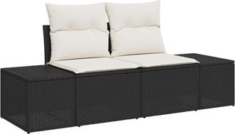 vidaXL Garden Sofa with Cushion Black 123 x 62 x 69cm Poly Rattan Vidaxl