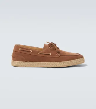 Brunello Cucinelli Jute-trimmed suede boat shoes
