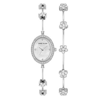 Anne Klein Quartz Crystal Ladies Watch and Bracelet Set AK-5331SVST