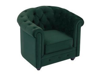 Vente-Unique Sill&oacute;n de terciopelo verde CHESTERFIELD
