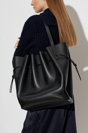 Yuzefi Leather Scallop Bag, Womens, Black