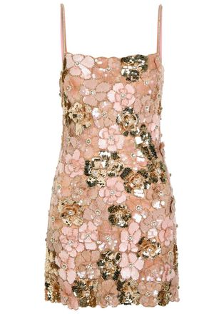 LoveShackFancy Loveshackfancy Aleria Floral Sequin-embellished Tulle Mini Dress - Rose - 0 (UK4 / Xxs)