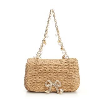 Self Portrait Self-Portrait Raffia Bow Charm Shoulder Bag