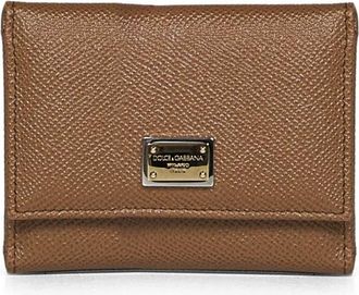 Dolce & Gabbana Dauphine Kalfsleer French Flap Portemonnee - Dames - Portefeuilles - Bruin - ONE Size - Leer - Accessoires