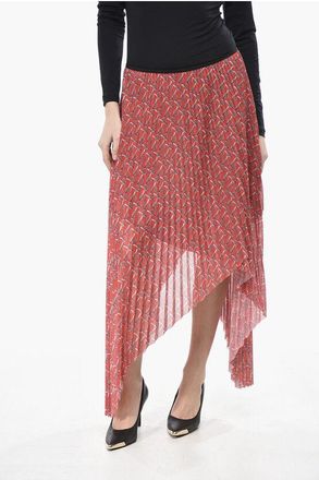 Burberry Asymmetric Pleated Satin Skirt size 38