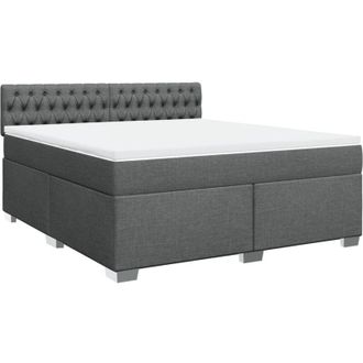 vidaXL Vidaxl - Cama Box Spring Con Colch&oacute;n Tela Gris Oscuro 180x200 Cm