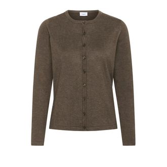 Saint Tropez MilaSZ R-Neck Cardigan - Dames - Truien - Bruin - Maat: L Leer