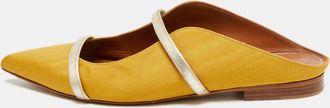 Malone Souliers Yellow/gold Canvas And Leather Maureen Pointed Toe Flats