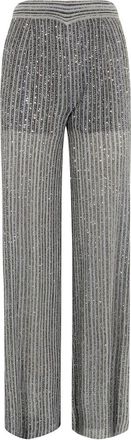 Missoni Rechte Broek - Dames - Straight fit broeken - Grijs - S - Pailletten - Broeken