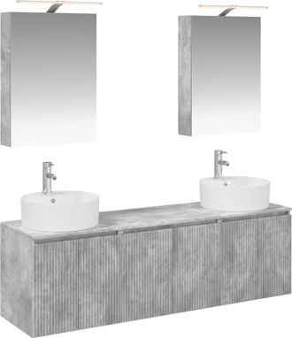 vidaXL Juego De Muebles De Ba&ntilde;o 5 Uds. Gris Hormig&oacute;n Vidaxl