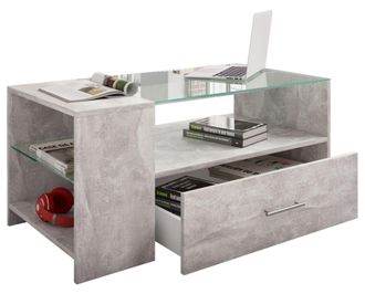 ebuy24 Ebuy24 - Mesa De Centro De Madera Vcm Con Vidrio De Seguridad Esg Sof&aacute;ticocon Suficiente Espacio De Almacenamiento Dimensiones Aprox. Al. 45 X An. 100