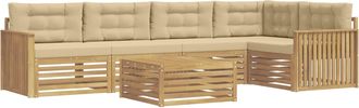 vidaXL Conjunto De Sof&aacute;s De Exterior 6 Uds. Y Beige Poli&eacute;ster Vidaxl