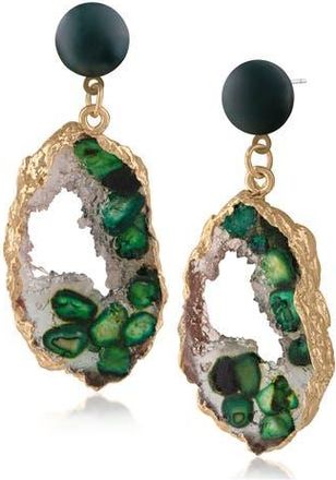 Jardin Faux Stone Resin Drop Earrings in Green/Gold at Nordstrom Rack