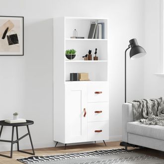 vidaXL Vidaxl - Aparador Alto Madera Contrachapada Blanco 69,5x34x180 Cm