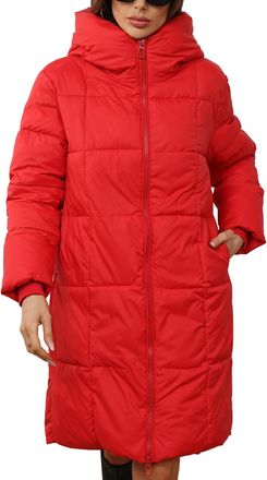 Feoya Womens Winter Long Puffer Coats Hooded Zip Up Casual Thickened Down Jackets Trendy Warm Clothes Outerwear Tag XL=US L