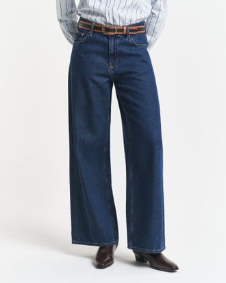 GANT Women Low-Rise Wide Leg Jeans (31) DARK BLUE WORN IN