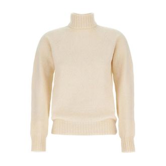 Drumohr Off-White Wol Turtleneck Sweater - Dames - Coltruien - Beige - M - Wol - Truien & Vesten