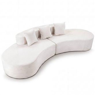 Costway Costway Curved Sectional Sofa Oversized Sofa Couch w/3 Pillows Modular Sofa in Beige