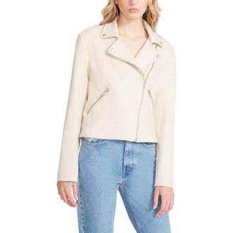 Steve Madden Electra Faux Suede Moto Jacket in Bone at Nordstrom, Size Large