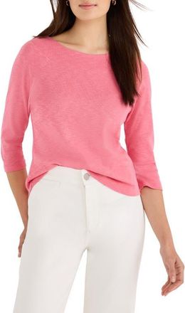 Nic+Zoe Boat Neck Three-Quarter Sleeve Cotton Blend Top in Raspberry at Nordstrom, Size X-Large