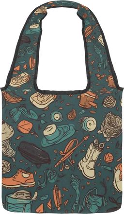 Generic Vintage Fathers Day Reversible Canvas Shoulder Tote - Double-Sided Print, 12oz Cotton, 27cm Drop, Fold-Flat Bag for Travel, Shopping, Street Outings