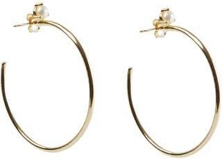 Argento Vivo Semiprecious Stone Hoop Earrings in Gold/Pearl at Nordstrom Rack