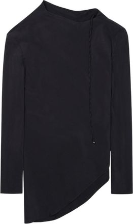 Alysi Asymmetrical Crepe De Chine Blouse With Drawstring Detail