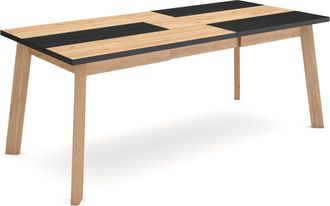 Skraut Home Skraut Home - Mesa Comedor, Mesa Fija Cocina Y Sal&oacute;n, 200, Para 10 Comensales, Patas De Madera, Estilo Moderno, Roble Y Negro