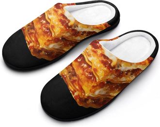 Generic Watercolor Italian Lasagna Funny Mens Cotton Slippers Soft Non-Slip Rubber Sole House Slipper Indoor Outdoor
