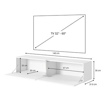 Selsey Selsey - Bisira - Mueble De Tv Blanco Con Aspecto De M&aacute;rmol Egger E Inserto Dorado, 140 Cm
