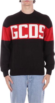 GCDS Gcds, Truien & Vesten, Heren, Zwart, S, Wol, Logo Front Sweatshirt