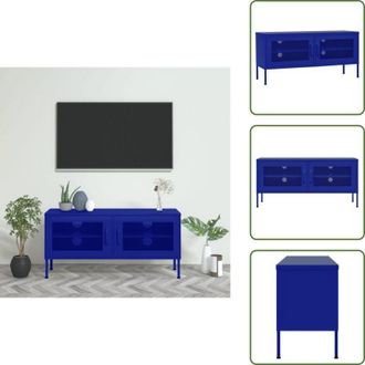 vidaXL The Living Store Mobile TV Blu Marino 105x35x50 cm in Acciaio - TV in acciaio