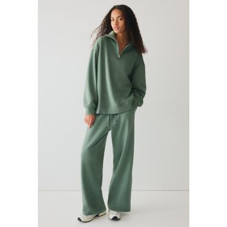 H&M Zip-top Sweatshirt in Dusty Emerald Green at Nordstrom, Size Xx-Small