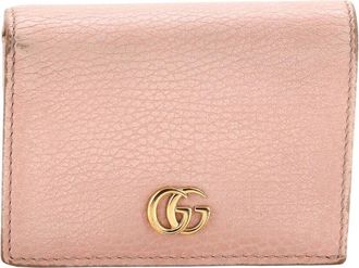 Gucci Pink Leather Gg Marmont Flap Card Case (Authentic Pre-Loved)