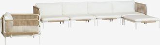 Sklum Conjunto De Jard&iacute;n Con Sof&aacute; Modular Esquinero De 4 Piezas Con Puff Y Sill&oacute;n En Acero Roubly Sklum