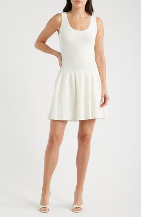 Milly Marea Sleeveless Fit & Flare Sweater Dress in Ecru at Nordstrom, Size X-Large