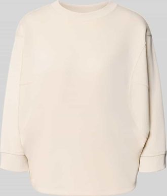 Comma Sweatshirt mit Rundhalsausschnitt und 3/4-Arm in Sand, Gr&ouml;&szlig;e 34