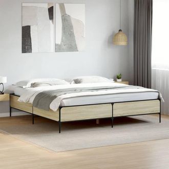 vidaXL Vidaxl - Estructura Cama Madera Ingenier&iacute;a Metal Roble Sonoma 180x200 Cm