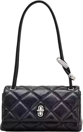 Marc Jacobs the Mini Dual Black Diamond-quilted Crossbody Bag With Top Handle In Leather Woman