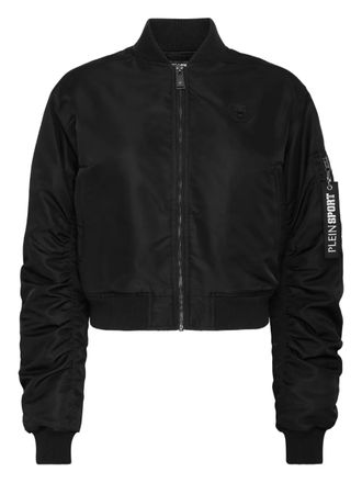 Plein Sport icon-detail zip-up bomber jacket - Black