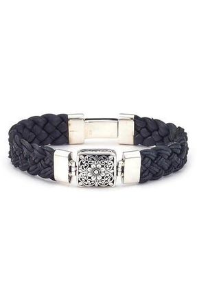 Samuel B. Braided Leather Bracelet in Black at Nordstrom Rack