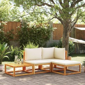 vidaXL Conjunto De Sof&aacute; De Jard&iacute;n De 4 Piezas Con Cojines De Madera De Acacia Y Cuerda Vidaxl