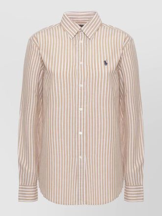 Ralph Lauren striped linen shirt flared hem collar