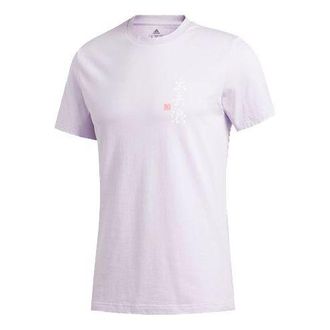 adidas SS20 Logo Printing Round Neck Short Sleeve Purple FM7538