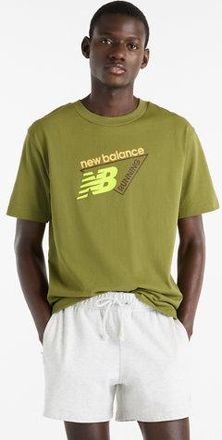 New Balance Uomo Classic Tri-Logo T-Shirt in Verde, Cotone, Taglia XL